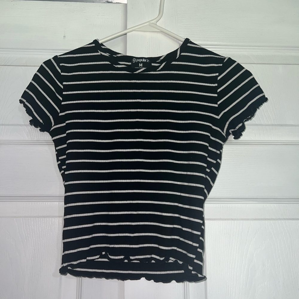 Popular 21 striped short sleeve top